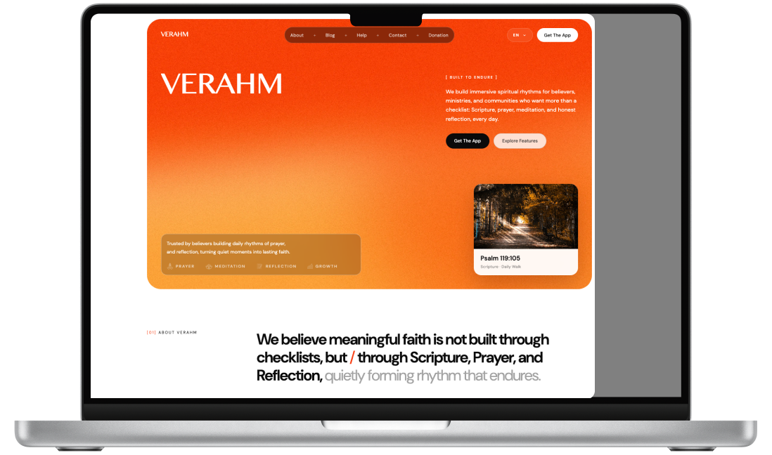 A MacBook showing the Verahm web application